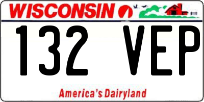 WI license plate 132VEP