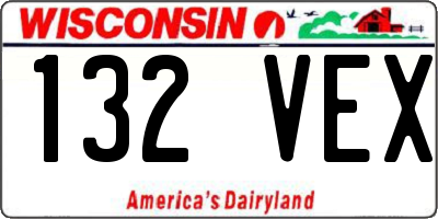 WI license plate 132VEX