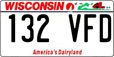 WI license plate 132VFD