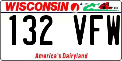 WI license plate 132VFW