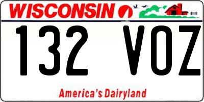WI license plate 132VOZ