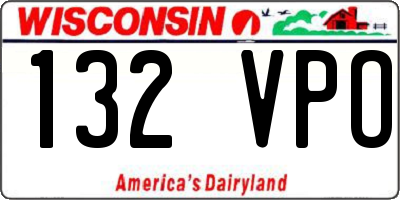 WI license plate 132VPO