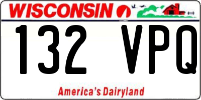 WI license plate 132VPQ