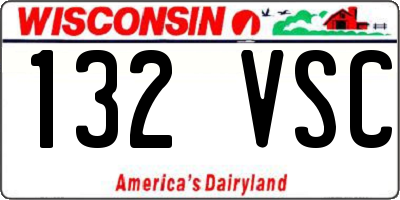 WI license plate 132VSC
