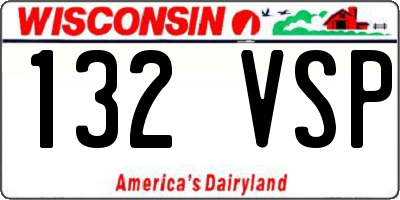 WI license plate 132VSP