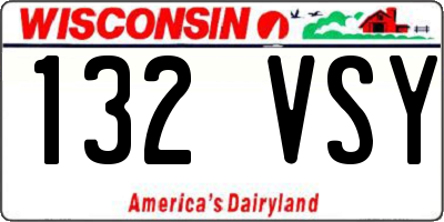 WI license plate 132VSY