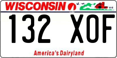 WI license plate 132XOF
