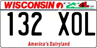 WI license plate 132XOL