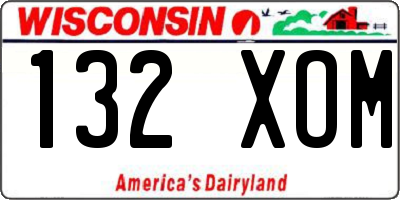 WI license plate 132XOM