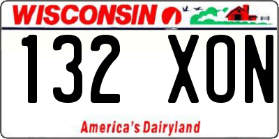 WI license plate 132XON