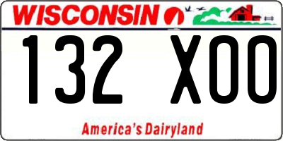 WI license plate 132XOO