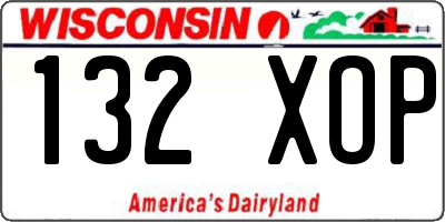 WI license plate 132XOP