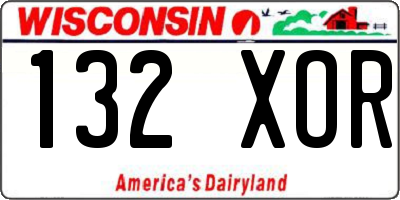 WI license plate 132XOR