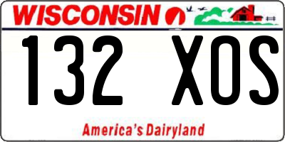 WI license plate 132XOS
