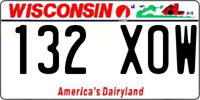 WI license plate 132XOW