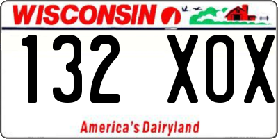 WI license plate 132XOX