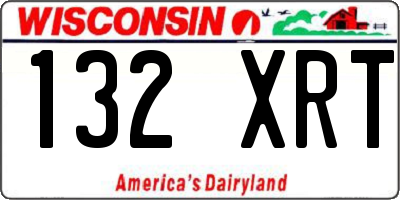 WI license plate 132XRT