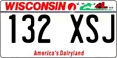 WI license plate 132XSJ