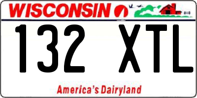 WI license plate 132XTL