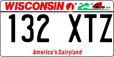 WI license plate 132XTZ