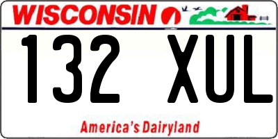 WI license plate 132XUL