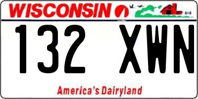 WI license plate 132XWN