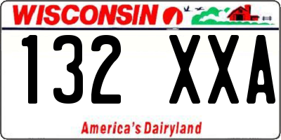 WI license plate 132XXA