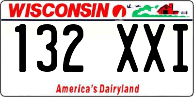WI license plate 132XXI