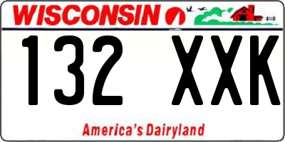 WI license plate 132XXK