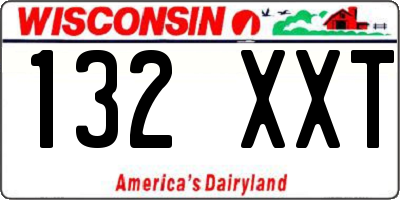 WI license plate 132XXT