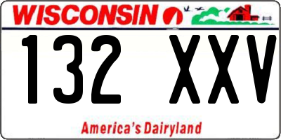 WI license plate 132XXV