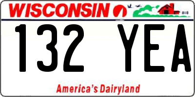 WI license plate 132YEA