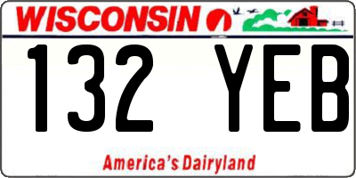 WI license plate 132YEB