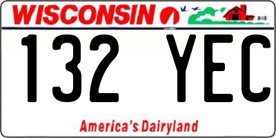 WI license plate 132YEC