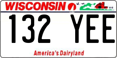WI license plate 132YEE