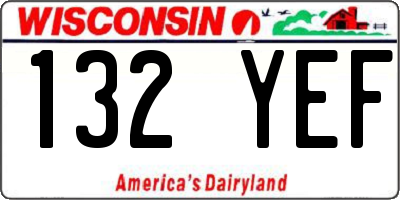 WI license plate 132YEF