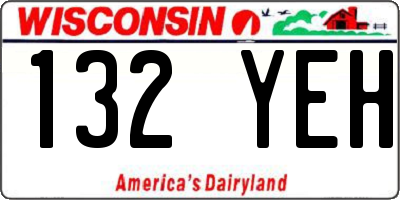 WI license plate 132YEH