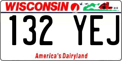 WI license plate 132YEJ