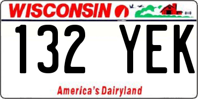 WI license plate 132YEK