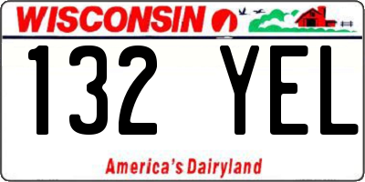 WI license plate 132YEL