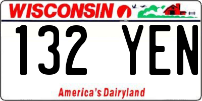 WI license plate 132YEN