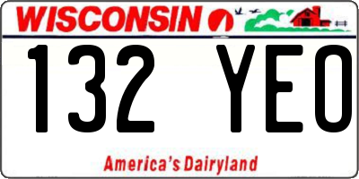 WI license plate 132YEO