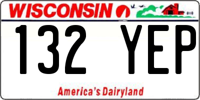 WI license plate 132YEP