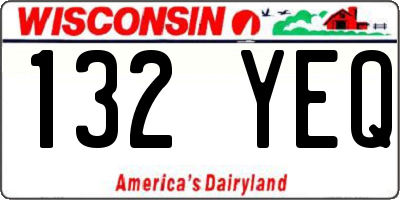 WI license plate 132YEQ