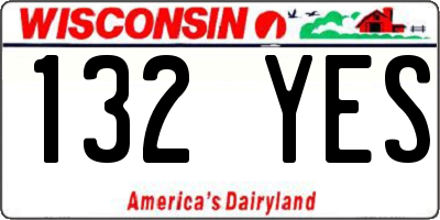 WI license plate 132YES