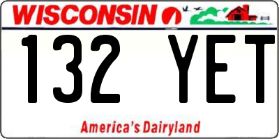 WI license plate 132YET