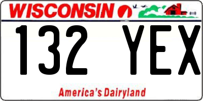 WI license plate 132YEX