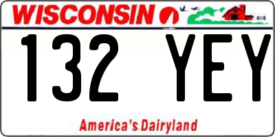 WI license plate 132YEY