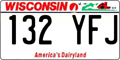 WI license plate 132YFJ
