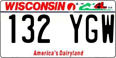 WI license plate 132YGW